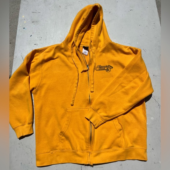 Men's Slappy's Garage Hoodie Yellow Spell-Out L Skateboard San Diego Half Pipe - Picture 8 of 15